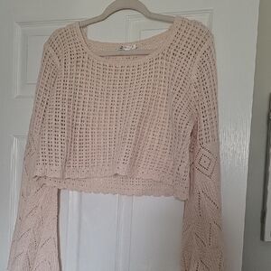 Cupshe Cream Crochet Knit Cover Up Short Set